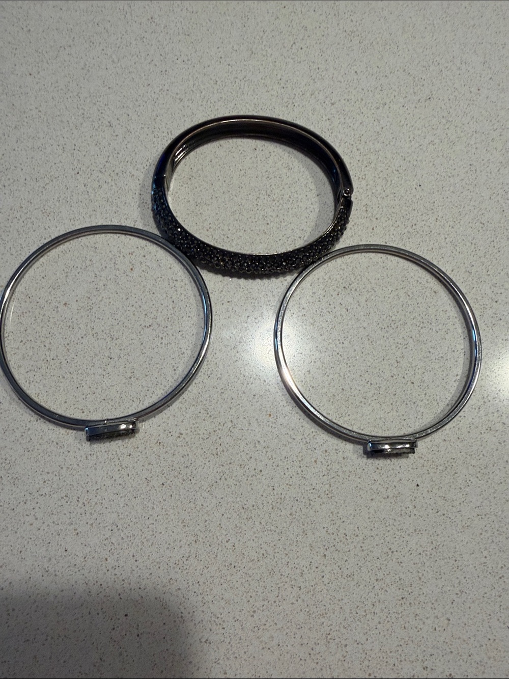 Lane Bryant Silver and Black Stackable Bangle Bracelet Set